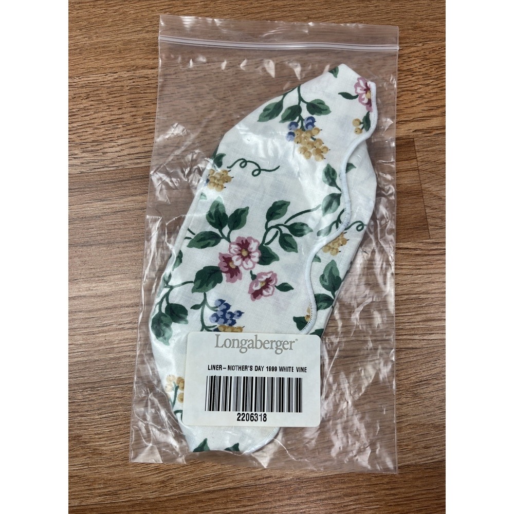 Longaberger Fabric Liner for 1999 Mother's Day Basket in White Vine NEW 2206318
